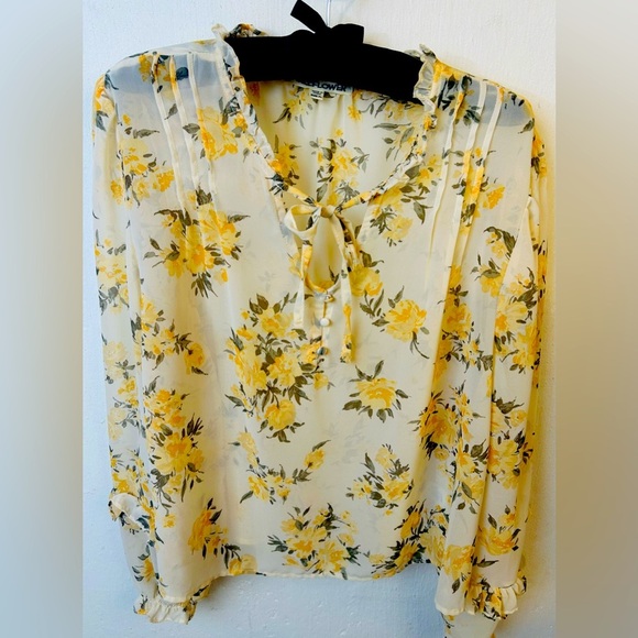 Wallflower Women's Elodie Long Sleeve V-Neck Chiffon Top size XL - Picture 4 of 6